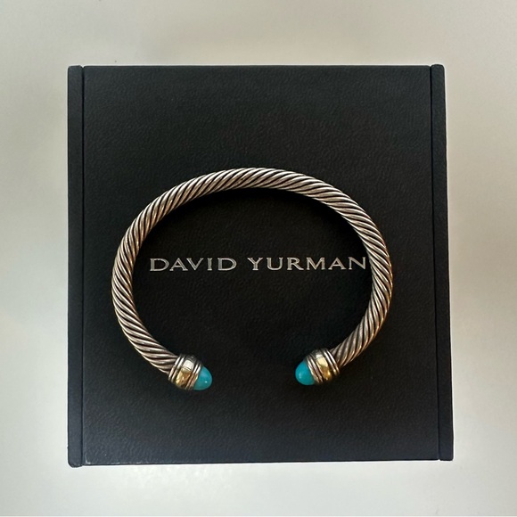 David Yurman | Classic Cable Bracelet | 14k Yellow Gold & Turquoise - Picture 3 of 6